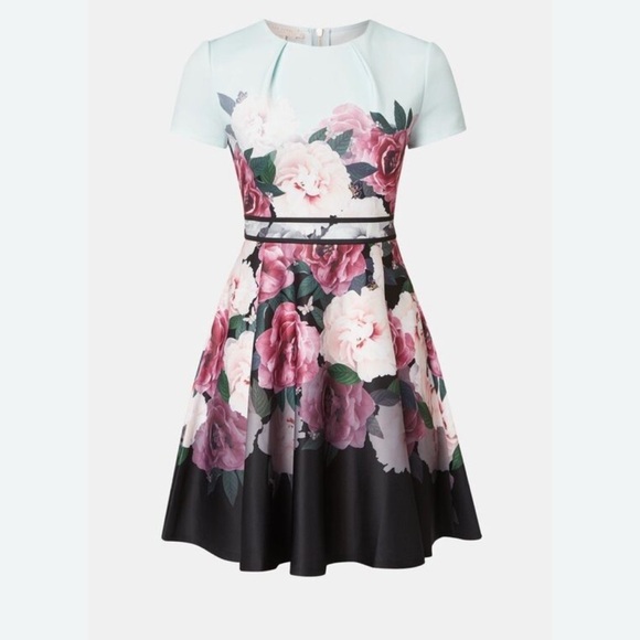 Ted Baker Dresses Ted Baker Floral Print Skater Dress With Black ted-baker-dresses-ted-baker-floral-print-skater-dress-with-black